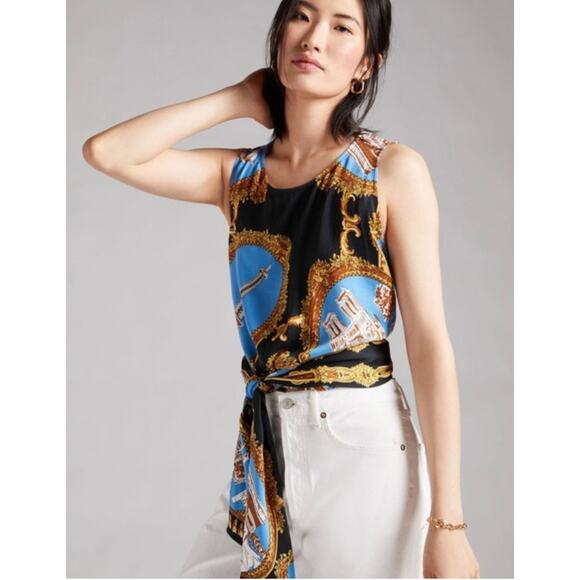 Anthropologie Tiny Paris Postcard Tie Wrap Tank - Picture 2 of 3